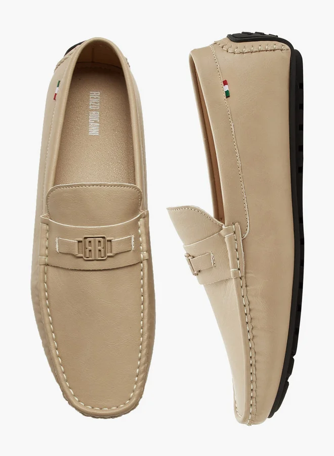 Renzo Ruganni Men Logo Accent Slip-On Loafers